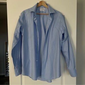 Lorenzo Uomo Blue Button Down Dress Shirt Size 16 34/35